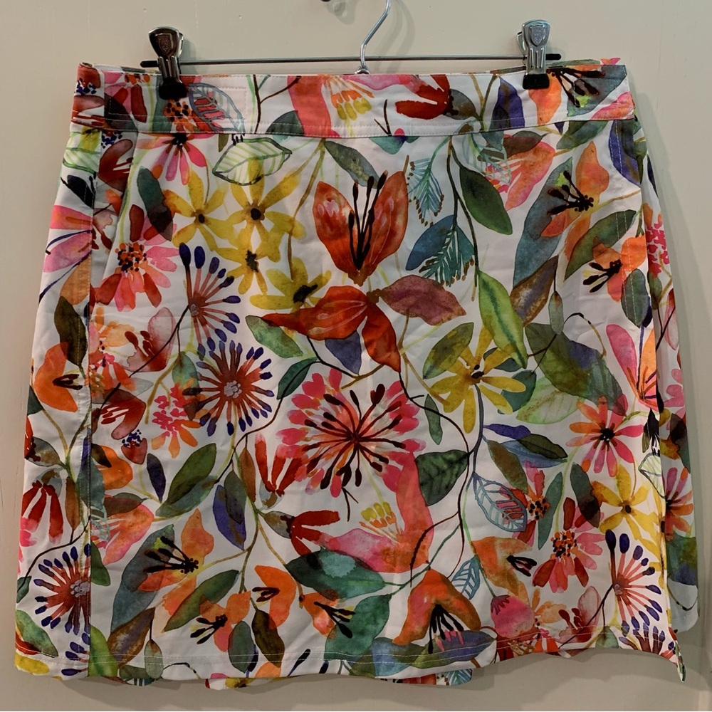 Rip Skirt Floral Adjustable Waist Wrap Skirt W/ Pockets Size Large